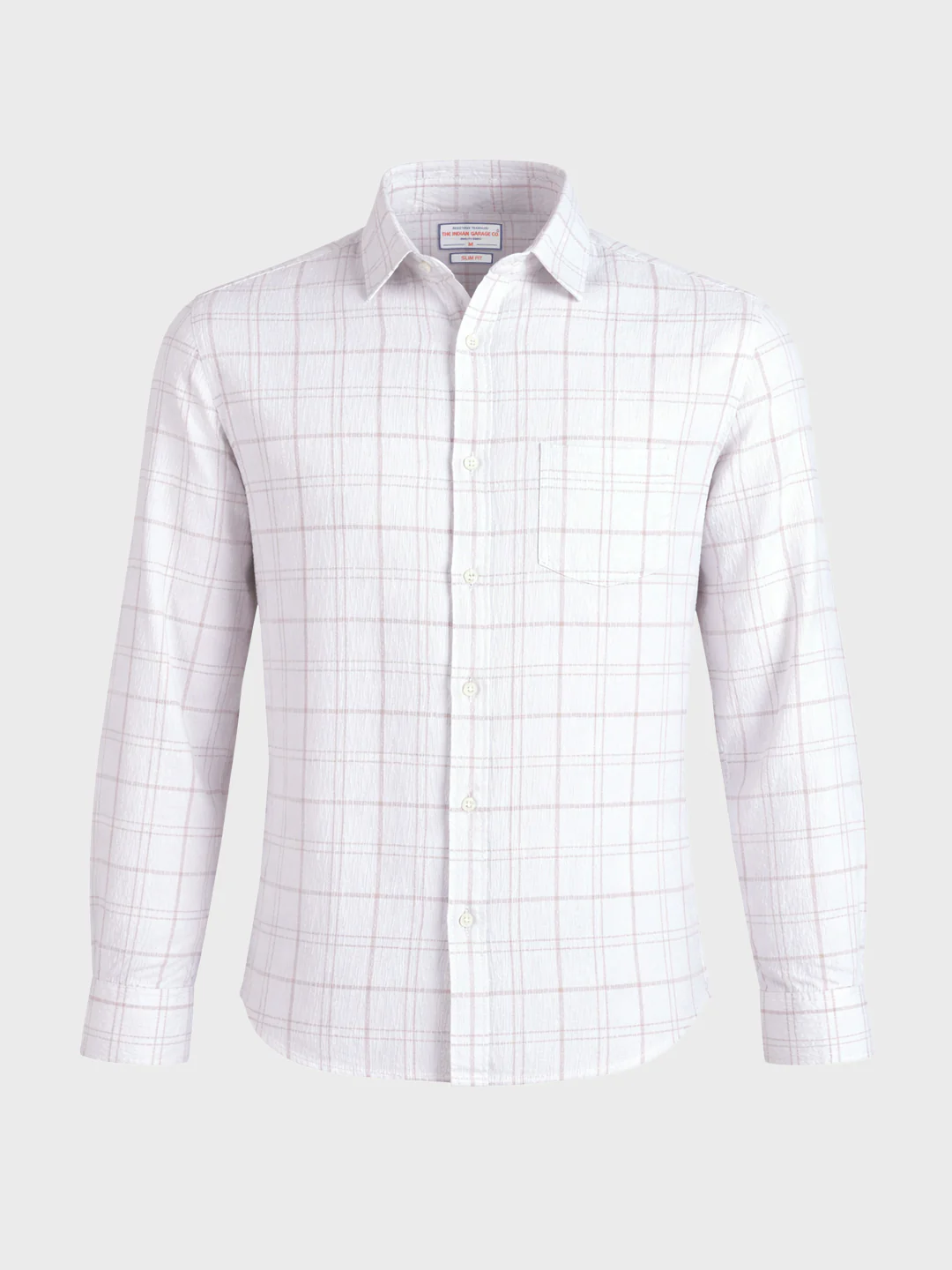 Men's White Relaxed Fit Checkered Oddinary Shirt - Image 6