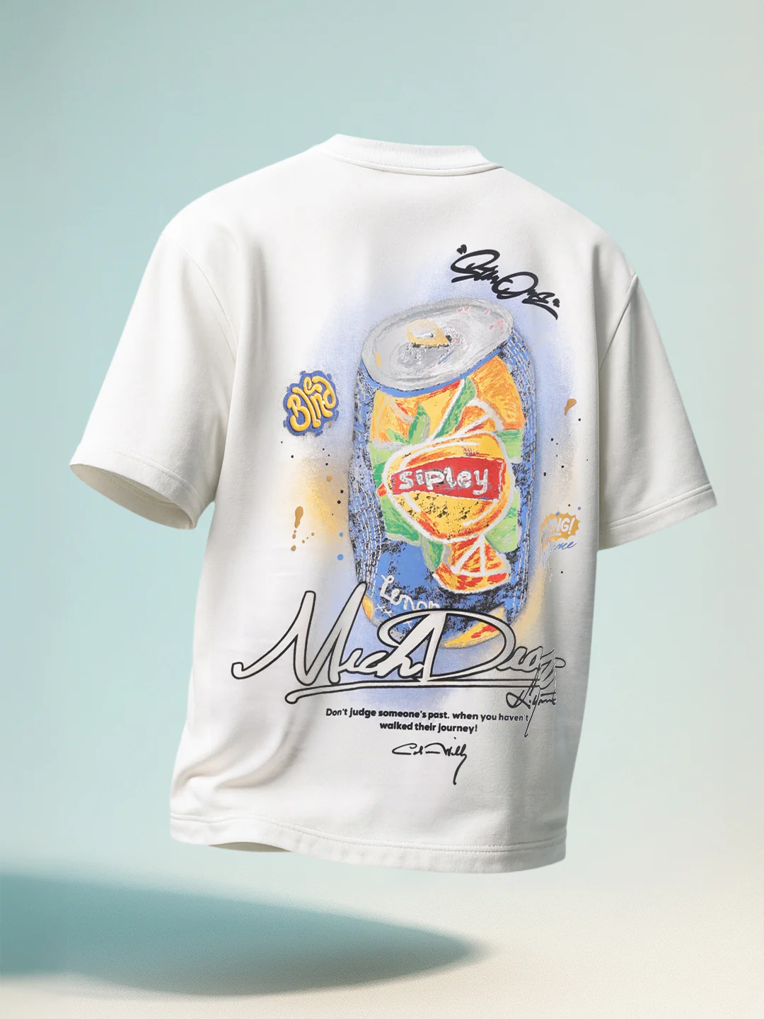 Men's White Relaxed Fit Embroided 240 GSM Casual T-Shirt - Image 9