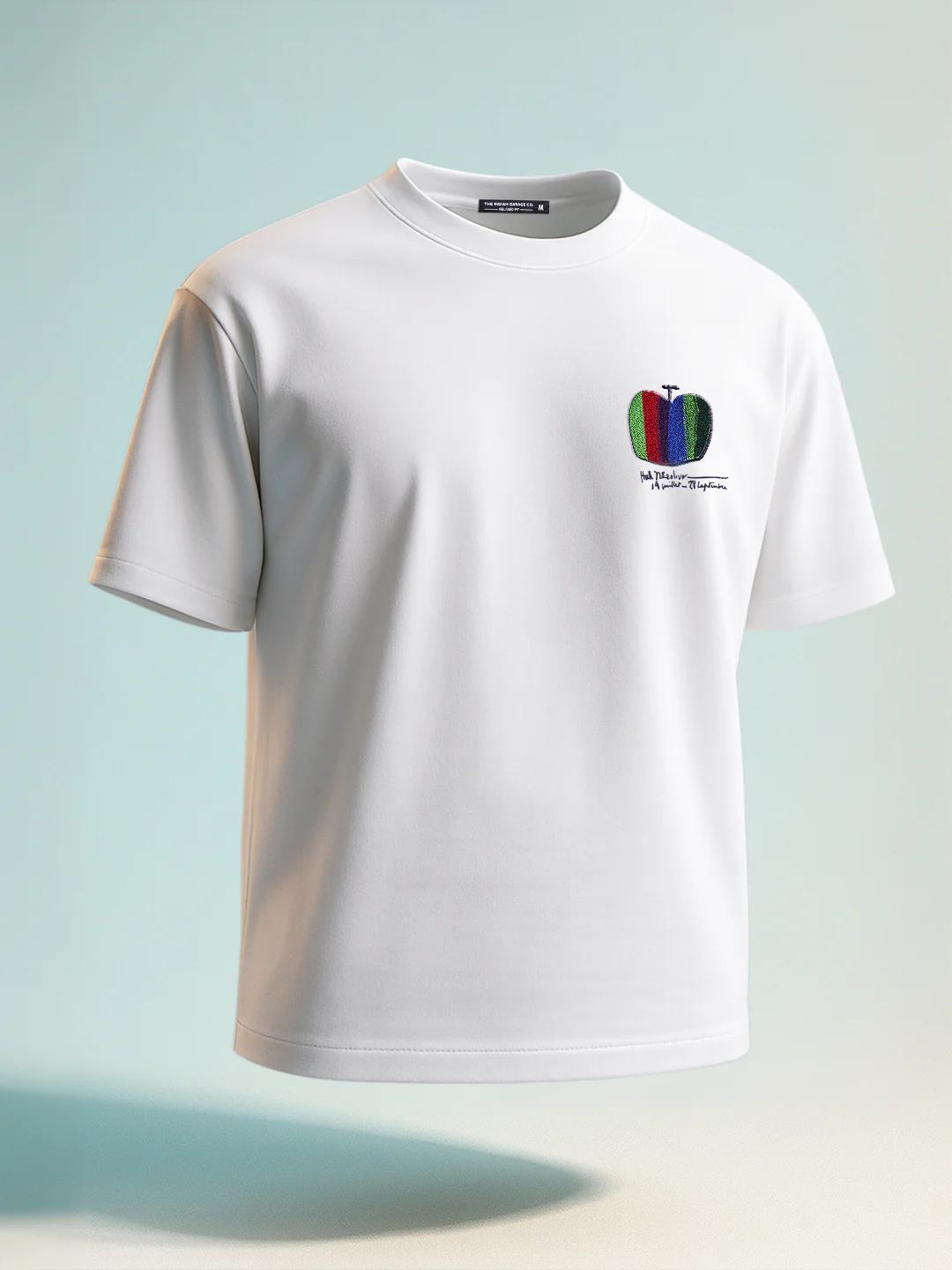 Men's White Relaxed Fit Embroided 240 GSM Casual T-Shirt - Image 10