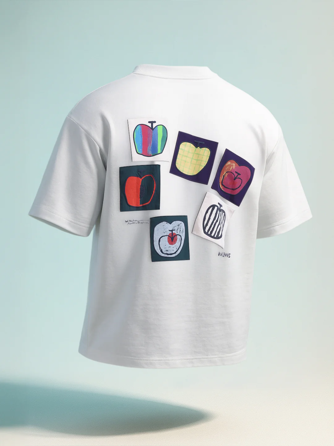 Men's White Relaxed Fit Embroided 240 GSM Casual T-Shirt - Image 9
