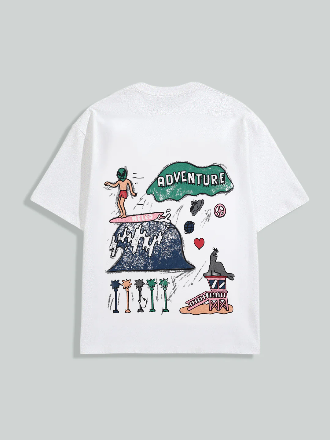 Men's White Relaxed Fit Embroided 240 GSM Casual T-Shirt - Image 5