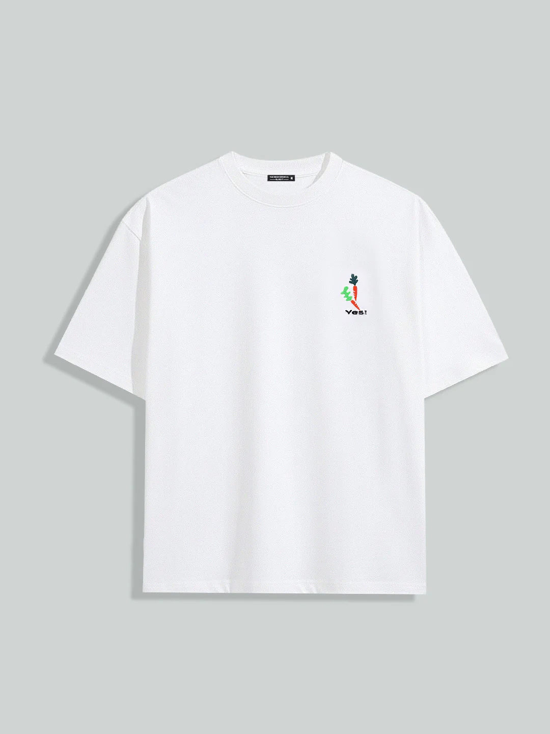 Men's White Relaxed Fit Embroided 240 GSM Casual T-Shirt - Image 3