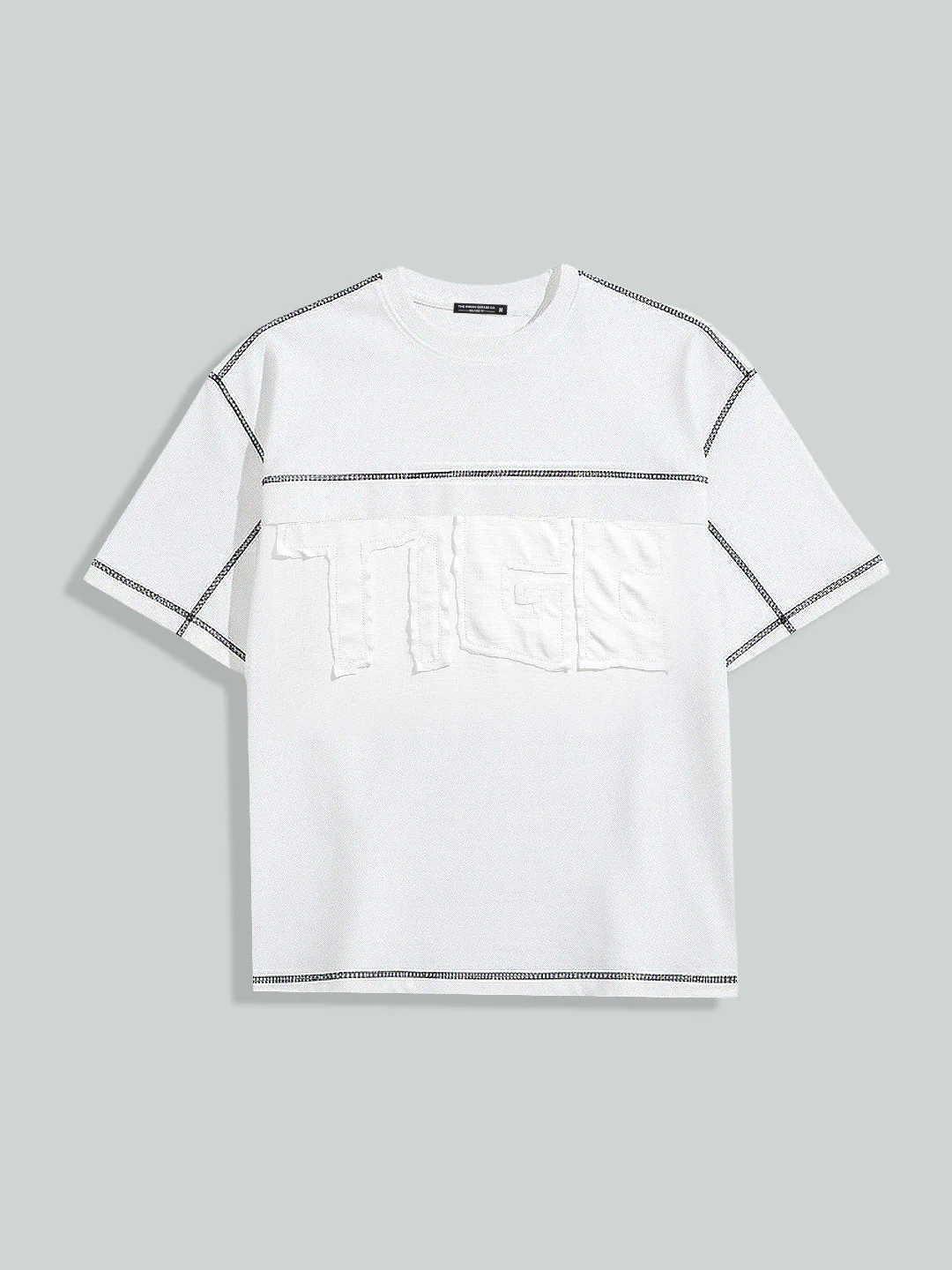 Men's White Relaxed Fit Embroided 240 GSM Casual T-Shirt - Image 3
