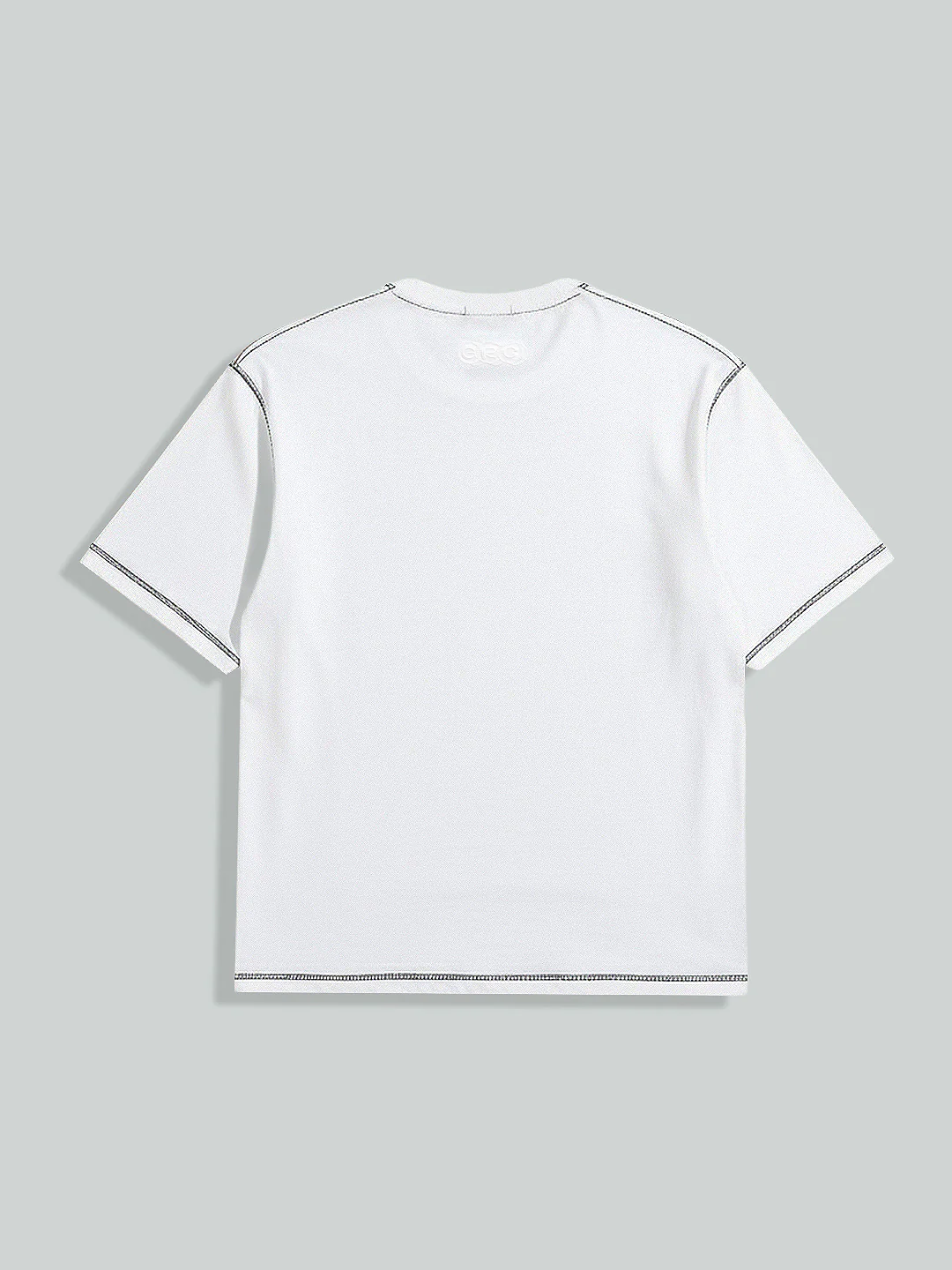 Men's White Relaxed Fit Embroided 240 GSM Casual T-Shirt - Image 5