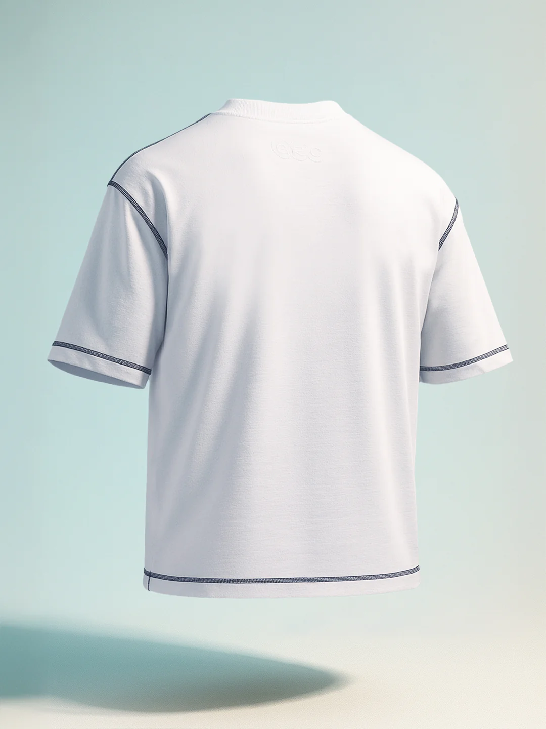 Men's White Relaxed Fit Embroided 240 GSM Casual T-Shirt - Image 9