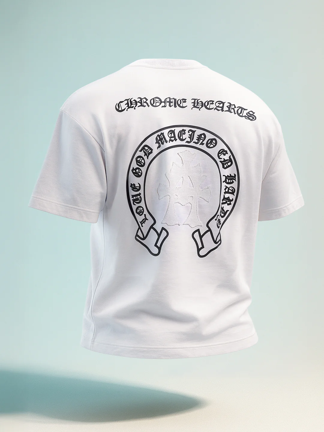 Men's White Relaxed Fit Embroided 240 GSM Casual T-Shirt - Image 4