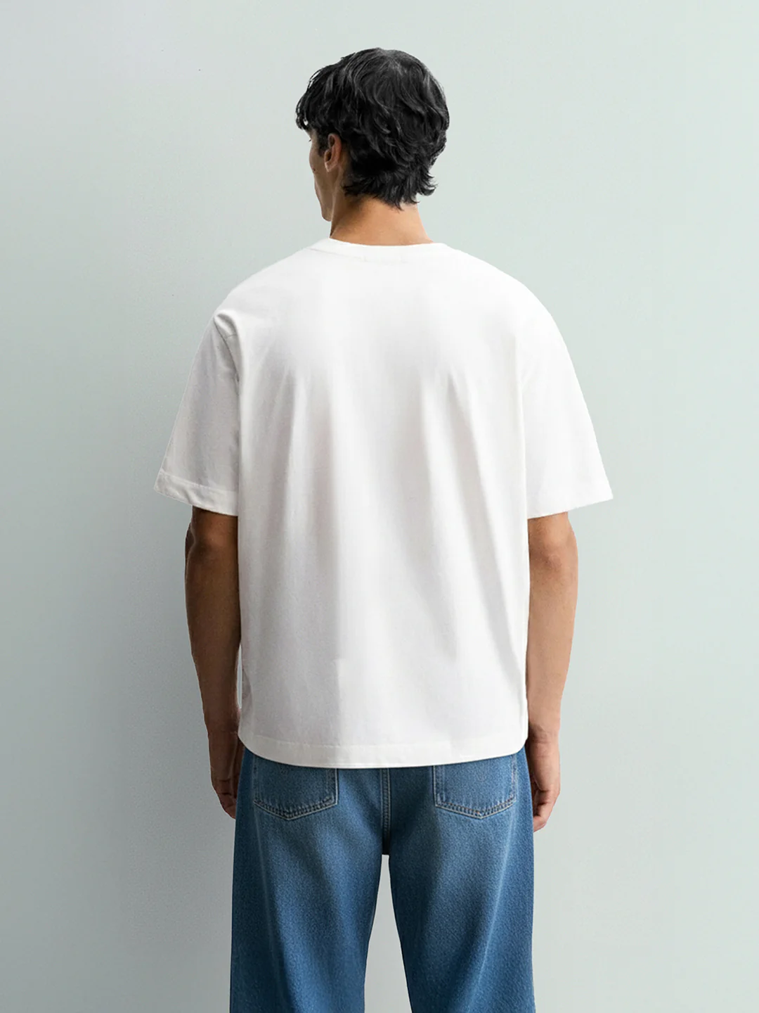 Men's White Relaxed Fit Embroided 240 GSM Casual T-Shirt - Image 2