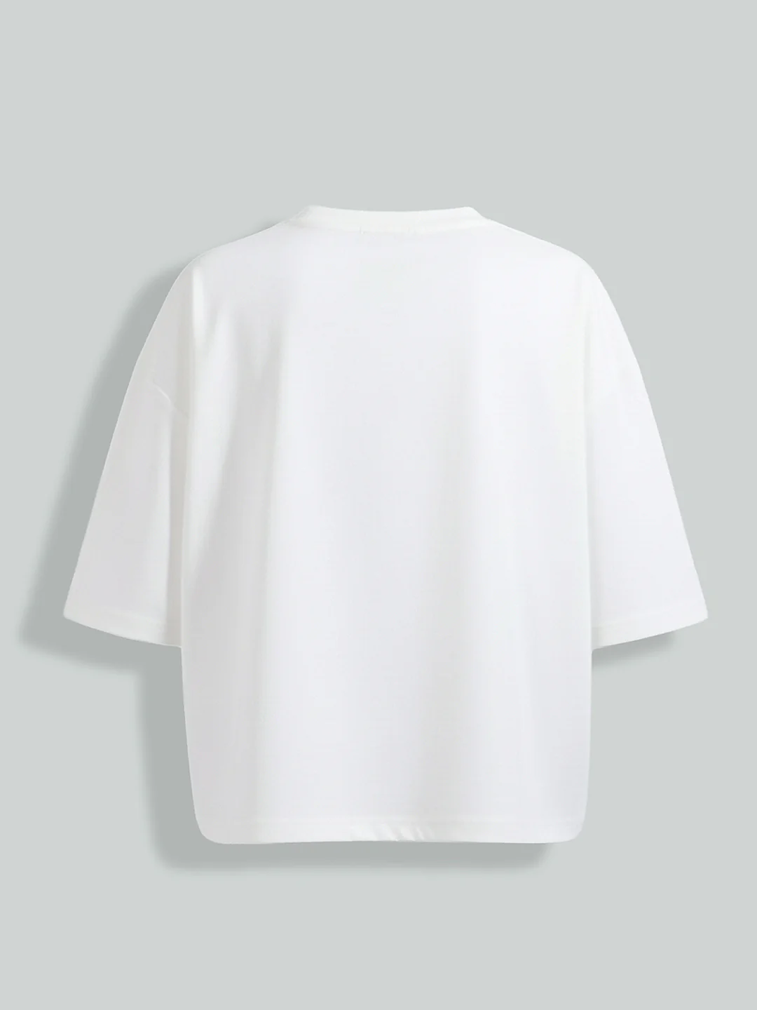 Men's White Relaxed Fit Embroided 240 GSM Casual T-Shirt - Image 9