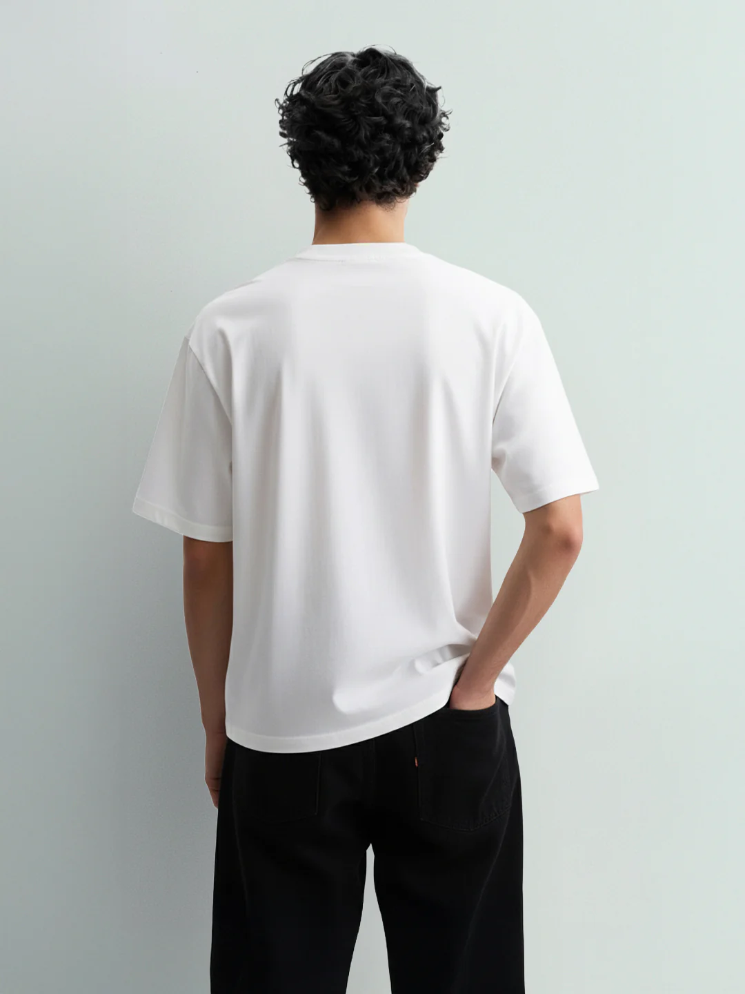 Men's White Relaxed Fit Embroided 240 GSM Resort Wear T-Shirt - Image 2