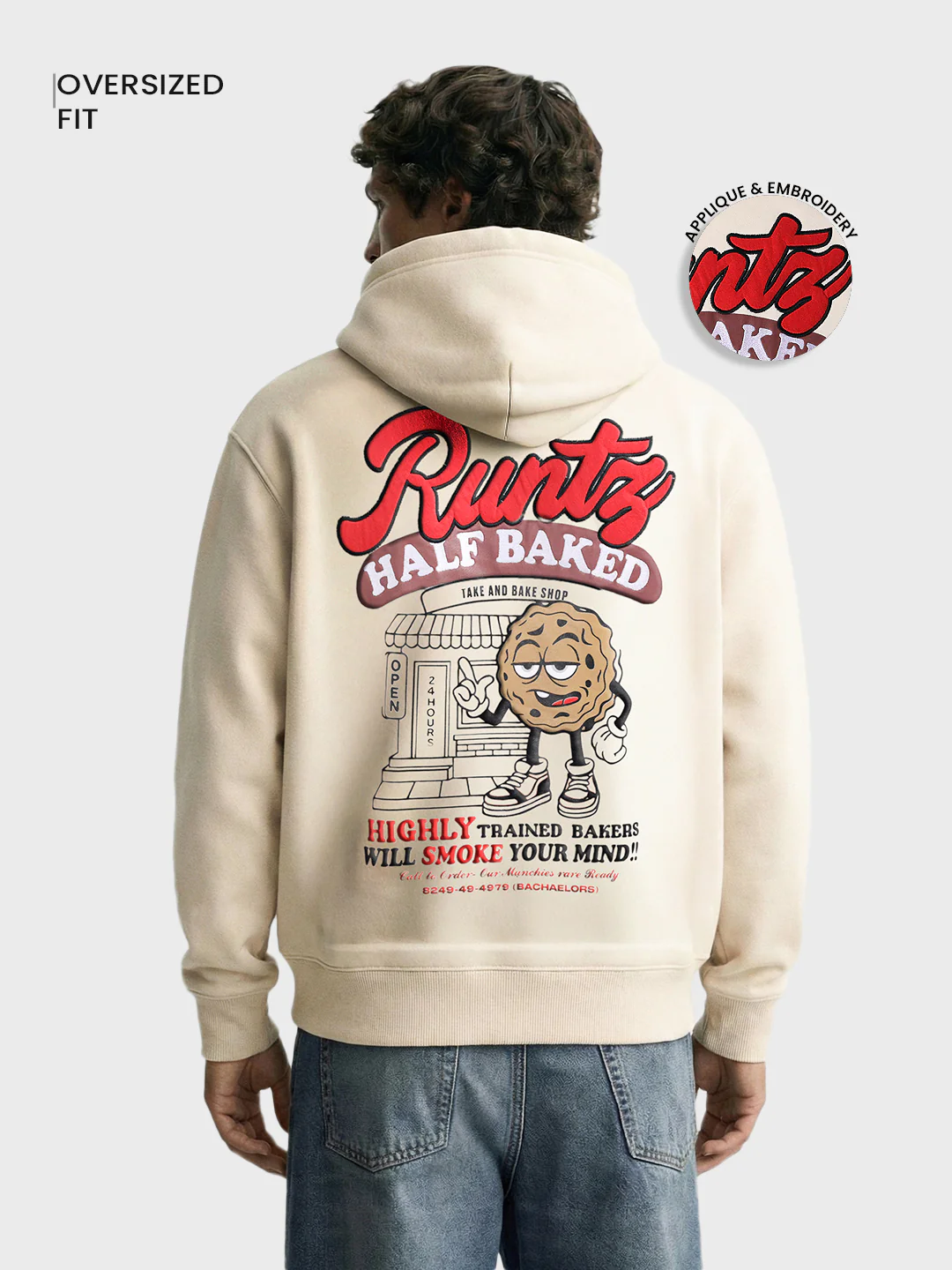 Men's White Relaxed Fit Graphic Printed Casual Sweatshirt
