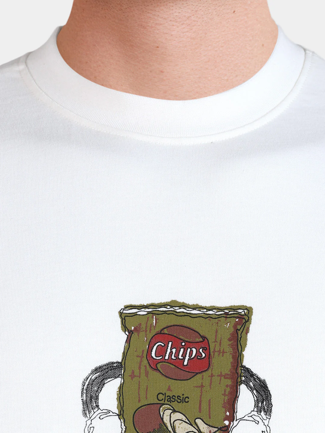 Men's White Relaxed Fit Graphic Printed Casual T-Shirts - Image 3