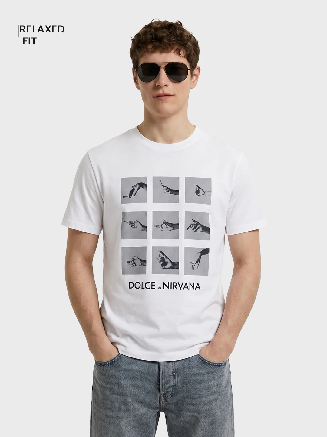 Men's White Relaxed Fit Graphic Printed Casual T-Shirts - Image 2