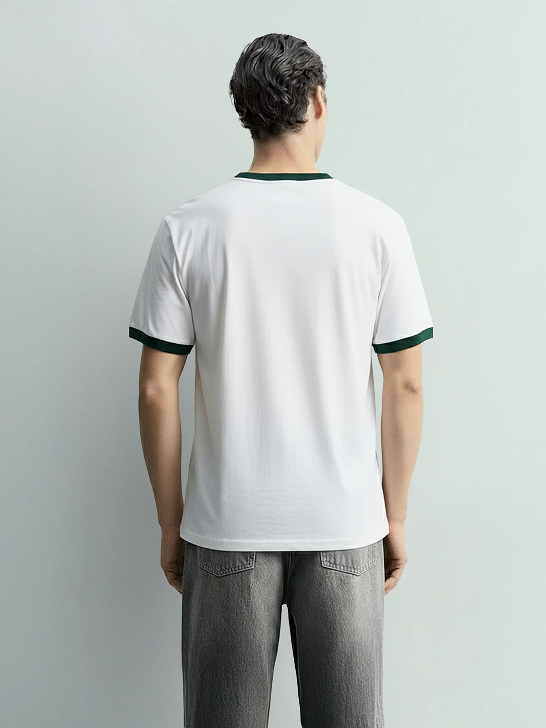 Men's White Relaxed Fit Graphic Printed 240 GSM Sport Wear T-Shirt - Image 2