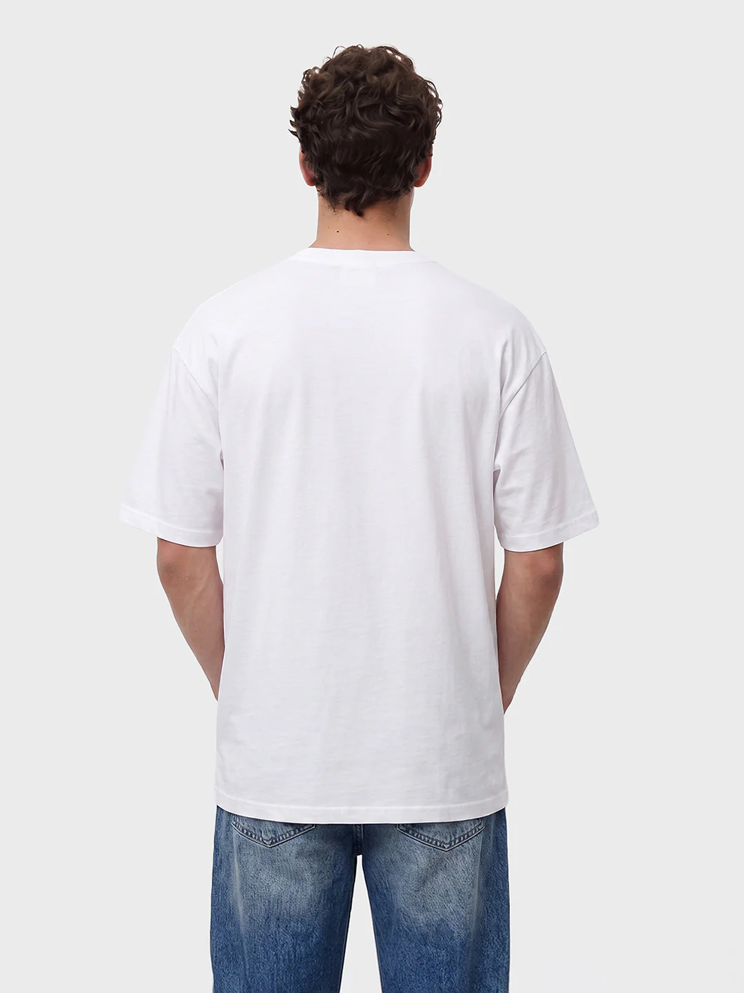 Men's White Relaxed Fit Graphic Printed 240 GSM Street Wear T-Shirt - Image 5