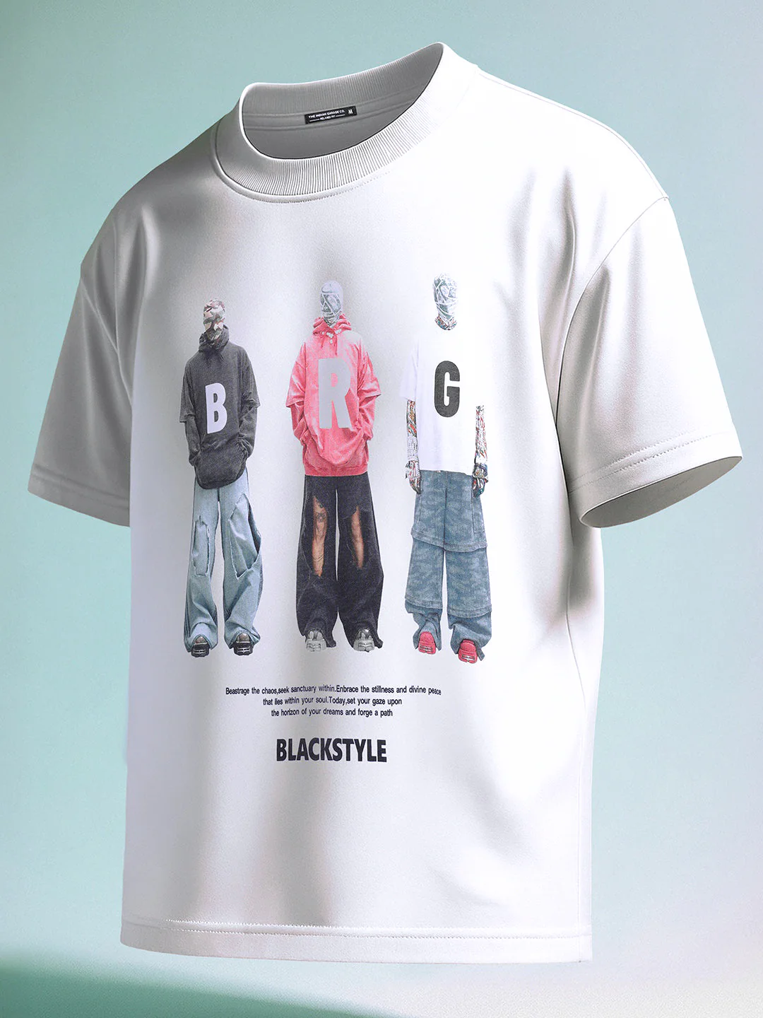 Men's White Relaxed Fit Graphic Printed 240 GSM Street Wear T-Shirt - Image 7
