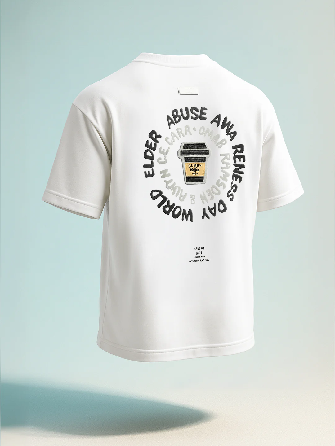 Men's White Relaxed Fit Printed 240 GSM Street Wear T-Shirt - Image 7