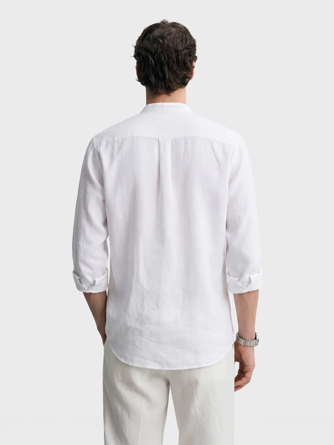 Men's White Relaxed Fit Solid Casual Shirt - Image 5