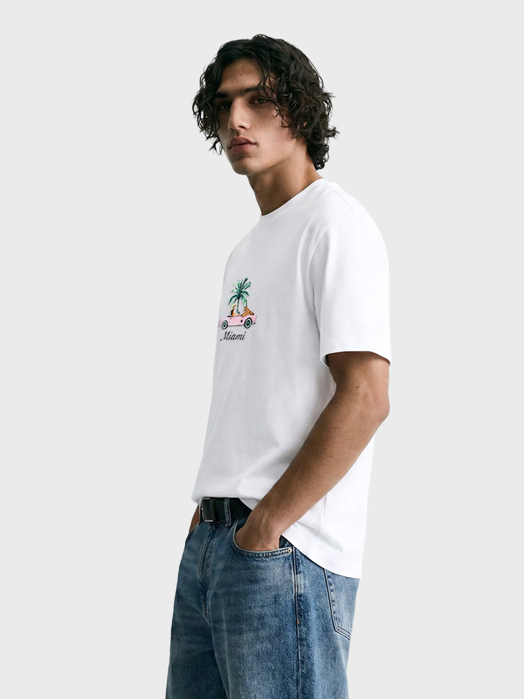Men's White Relaxed Fit Embroidered Casual T-Shirt - Image 4