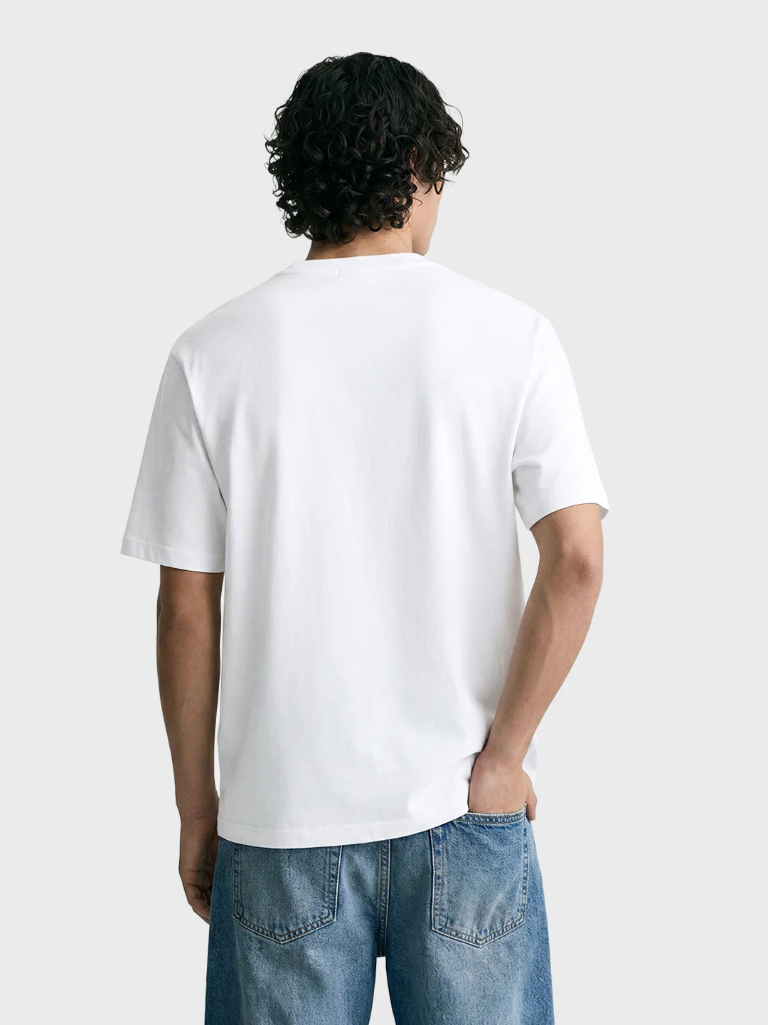 Men's White Relaxed Fit Embroidered Casual T-Shirt - Image 5