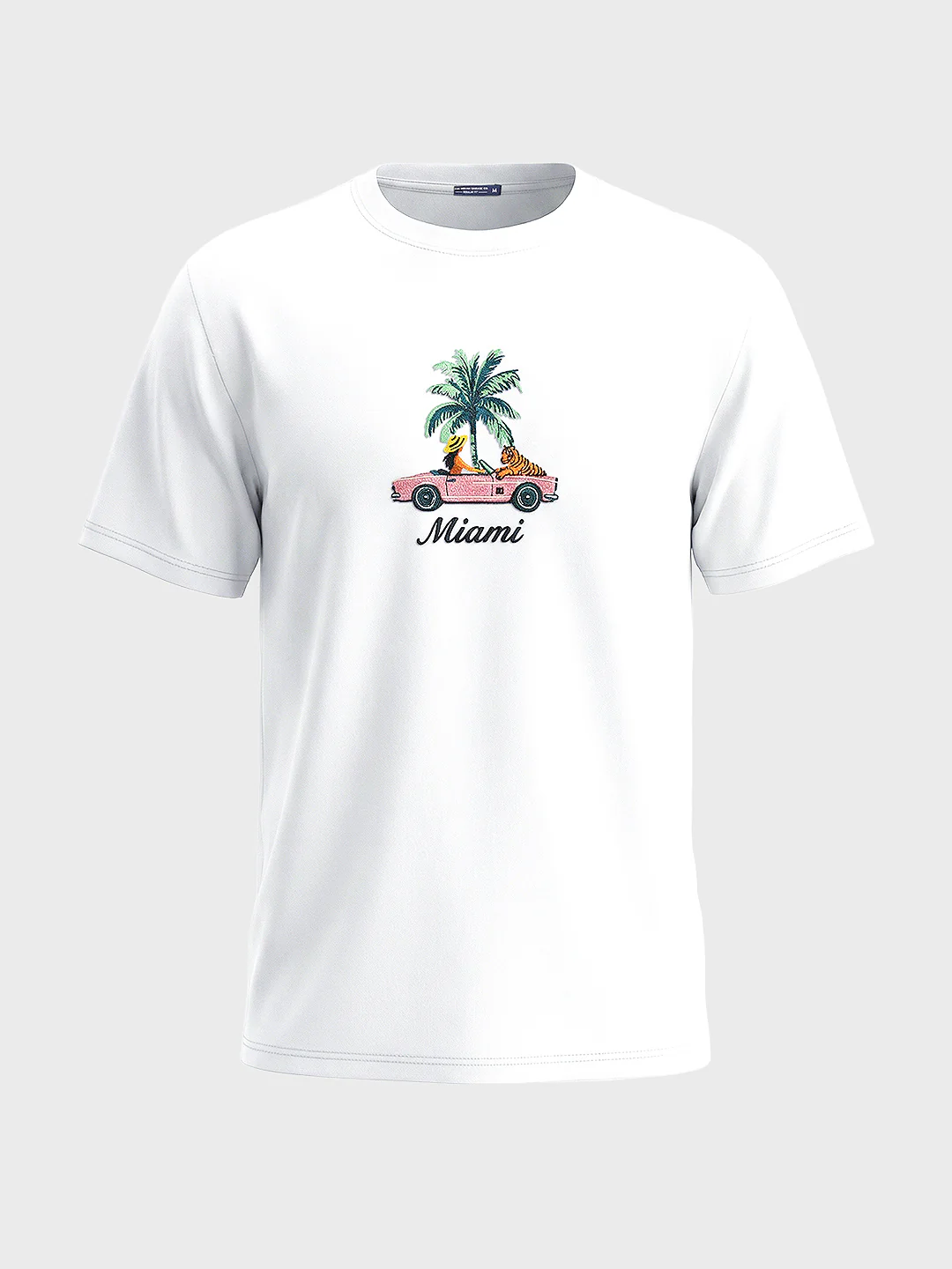Men's White Relaxed Fit Embroidered Casual T-Shirt - Image 6