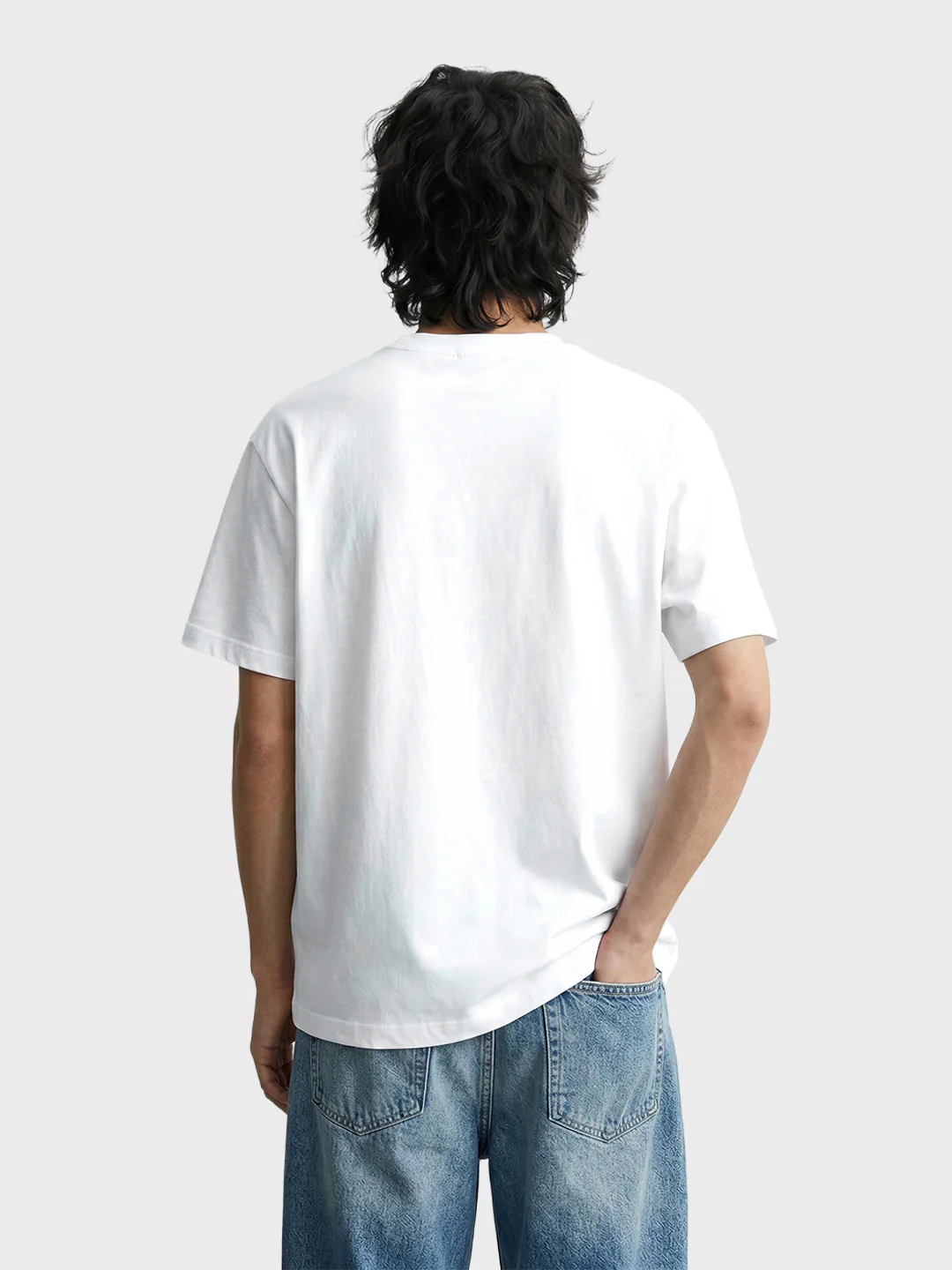 Men's White Relaxed Fit Graphic Printed Casual T-Shirt - Image 4