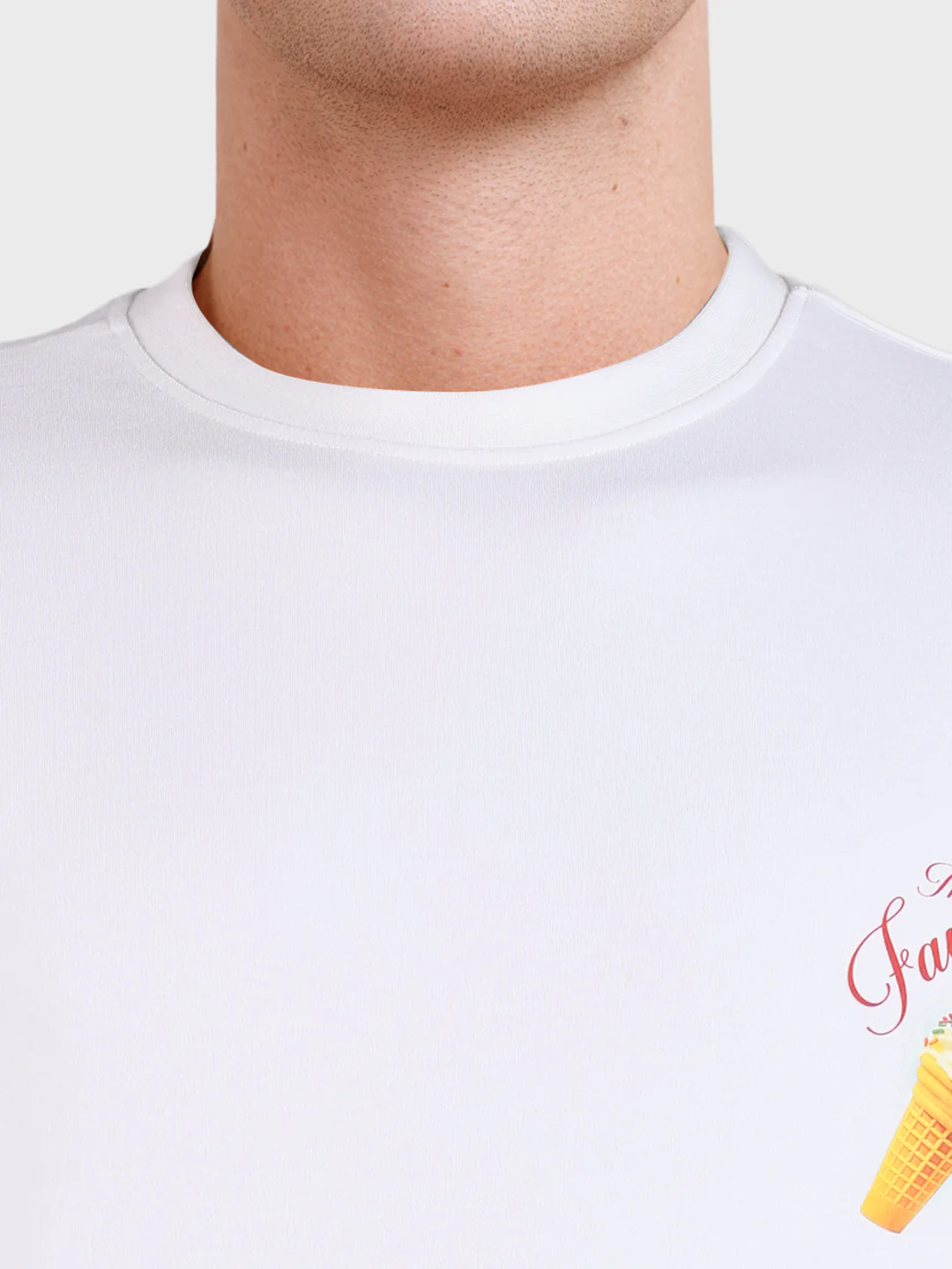 Men's White Relaxed Fit Printed Casual T-Shirt - Image 3