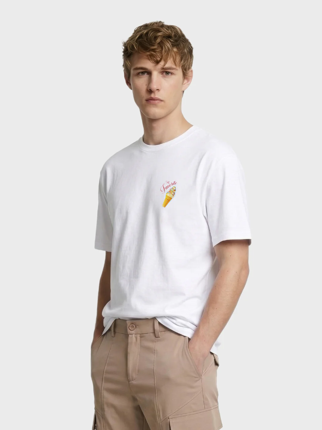 Men's White Relaxed Fit Printed Casual T-Shirt - Image 4