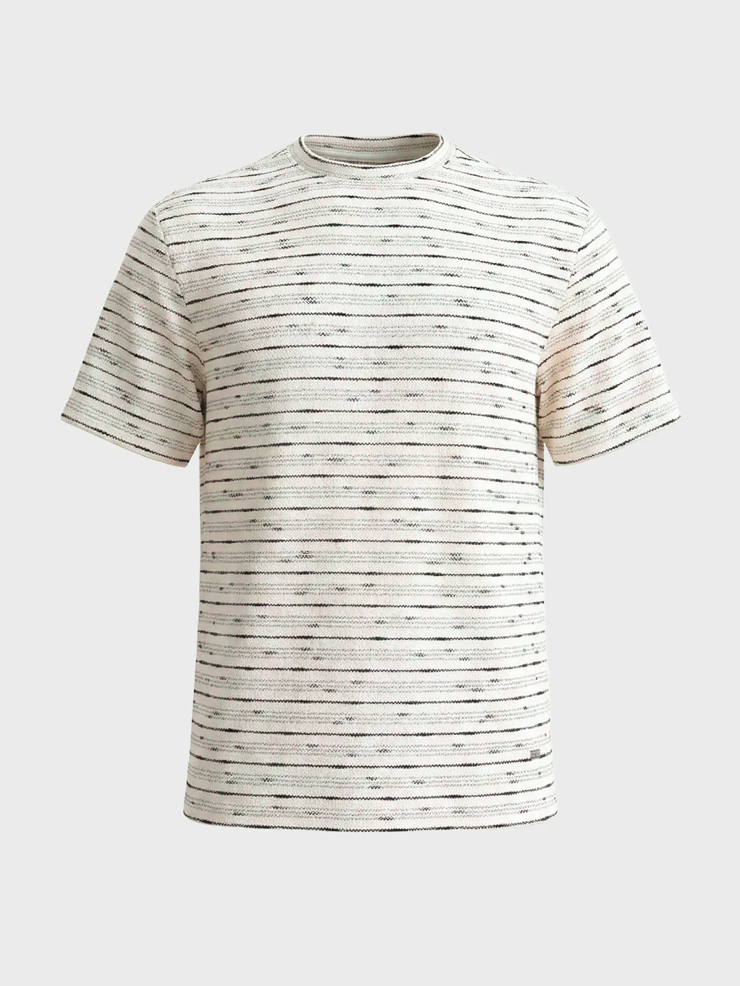 Men's White Relaxed Fit Striped Resort Wear T-Shirt - Image 6