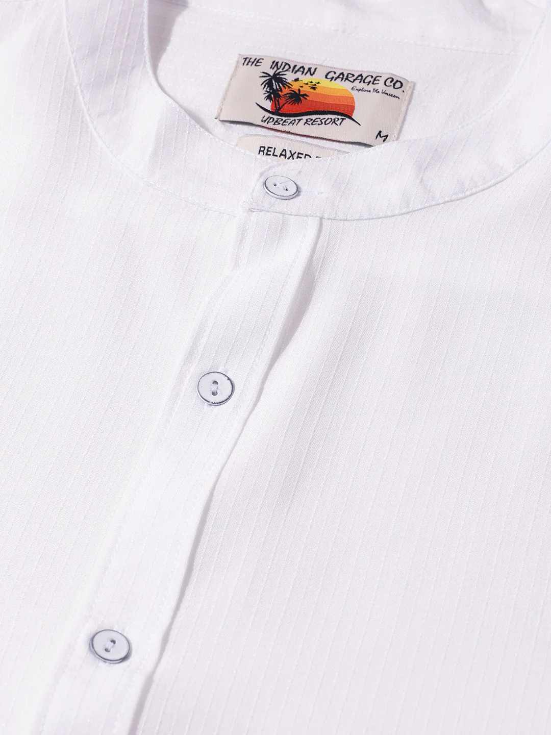 Men's White Relaxed Fit Textured Casual Shirt - Image 3