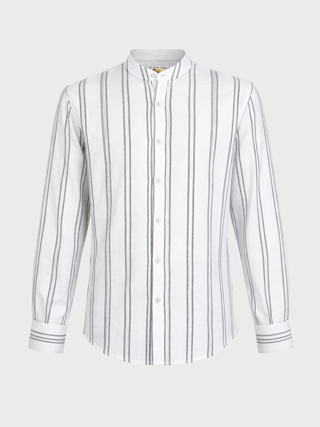 Men's White Relaxed Fit Vertical Stripes Resort Wear Shirt - Image 6