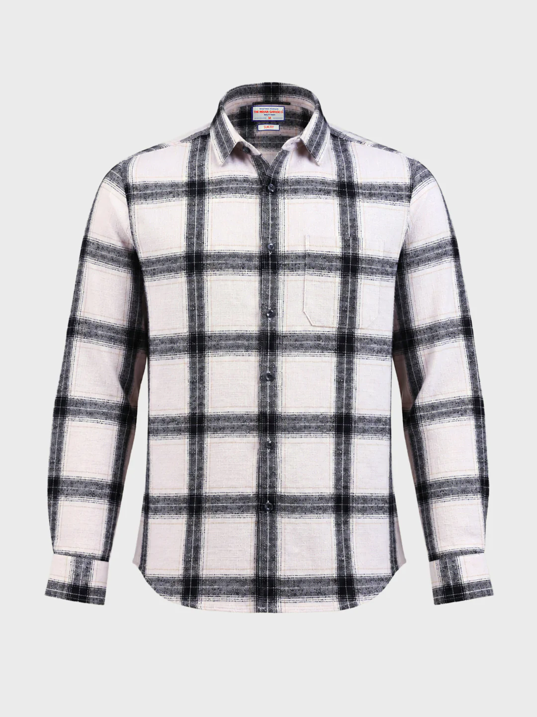 Men's White Slim Fit Checkered Casual Shirt - Image 6