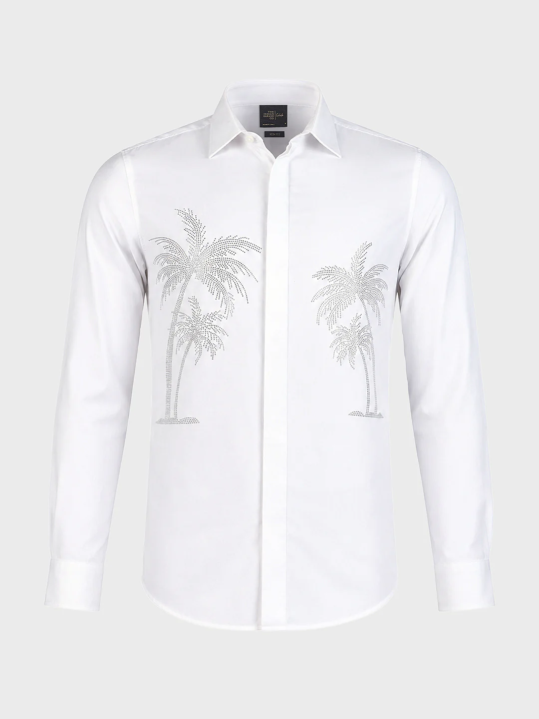 Men's White Slim Fit Embroidered Party Wear Shirts - Image 4