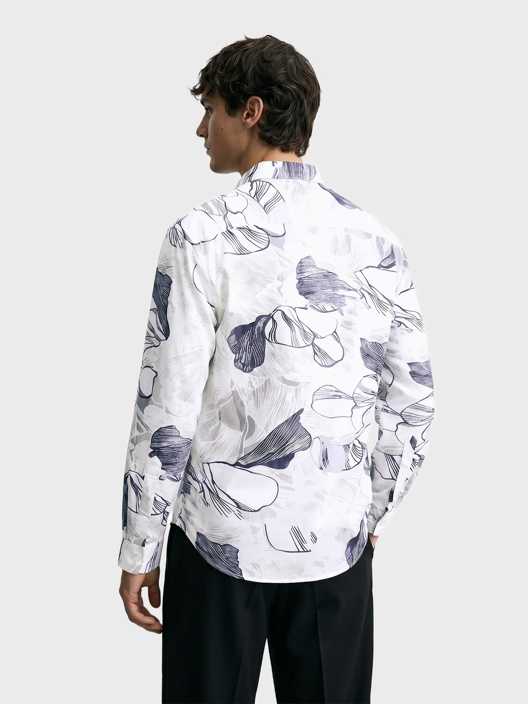 Men's White Slim Fit Printed Party Wear Shirt - Image 5