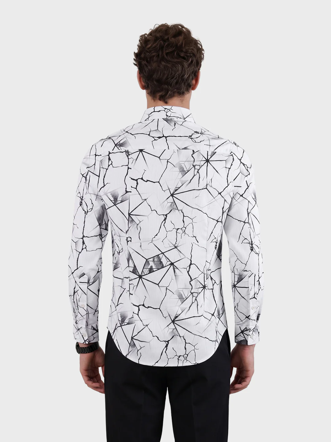 Men's White Slim Fit Printed Party Wear Shirt - Image 5