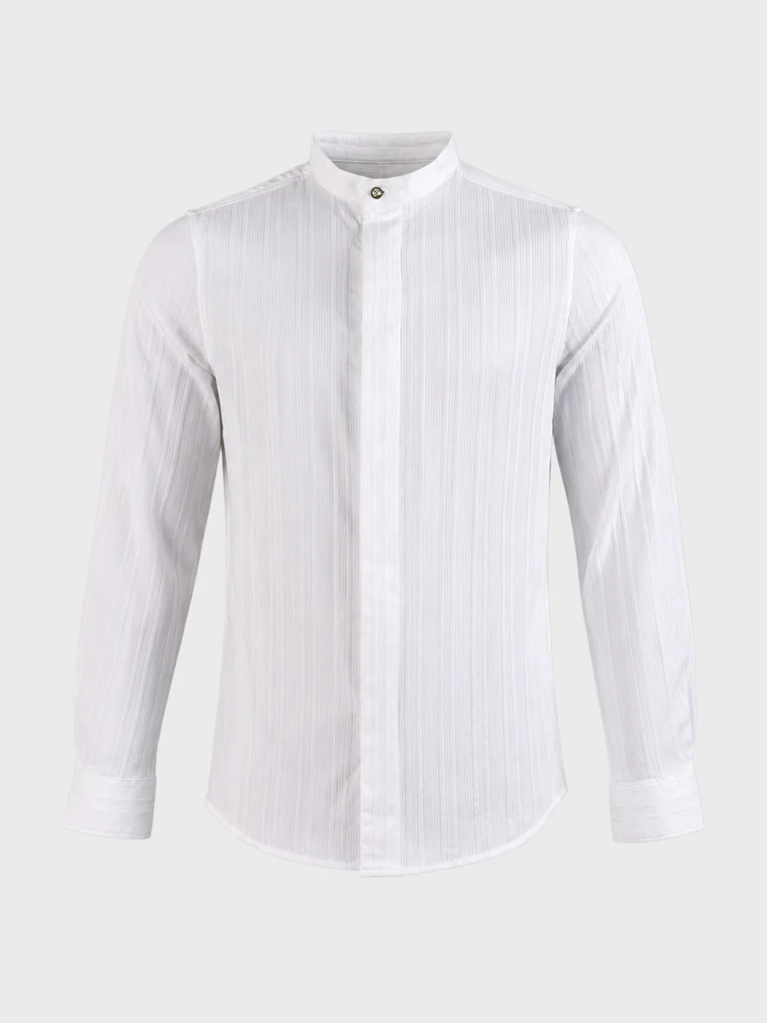 Men's White Slim Fit Solid Casual Shirt - Image 6