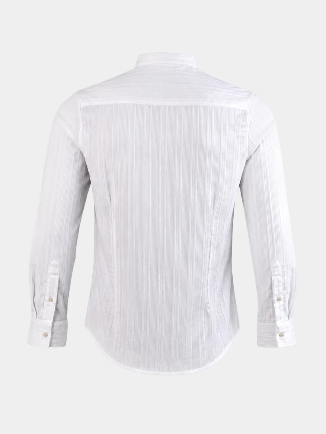 Men's White Slim Fit Solid Casual Shirt - Image 7