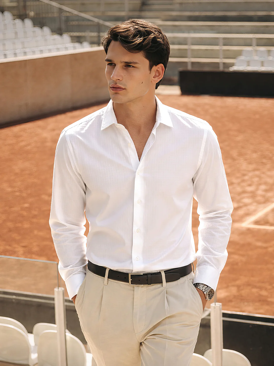 Men's White Slim Fit Solid Casual Shirt
