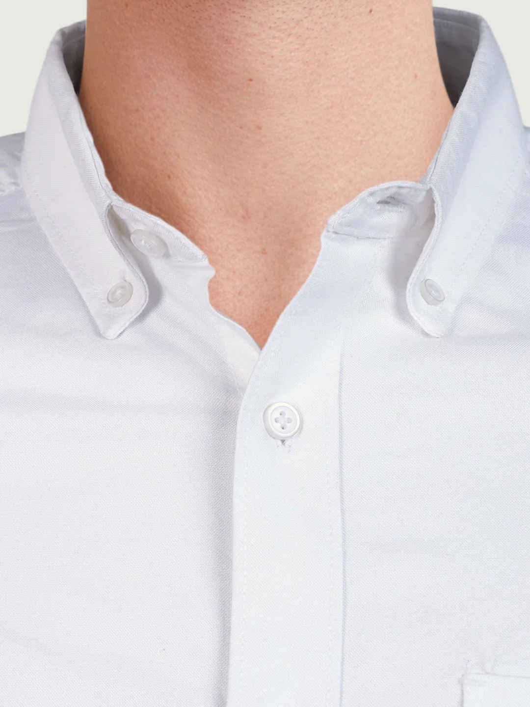 Men's White Slim Fit Solid Casual Shirt - Image 3