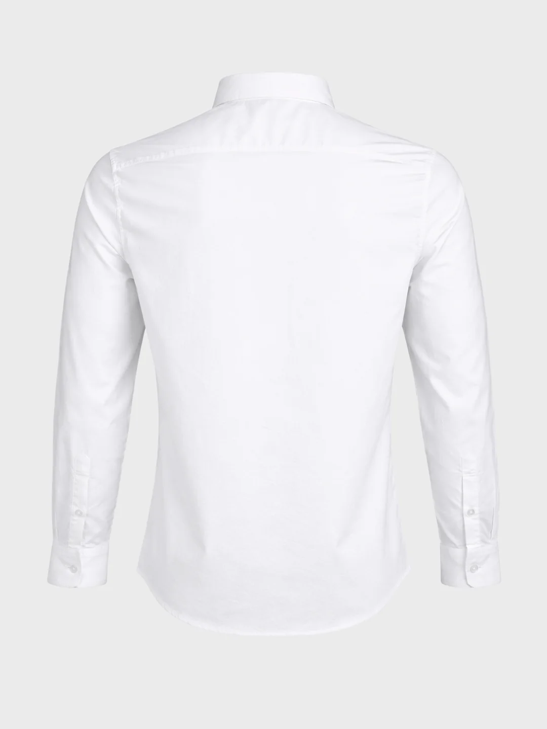 Men's White Slim Fit Solid Casual Shirt - Image 7