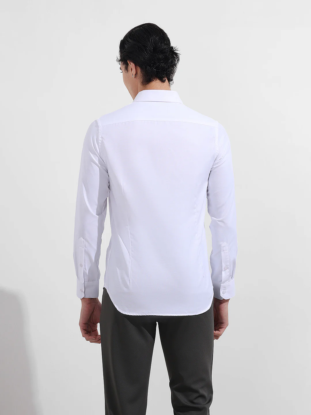 Men's White Slim Fit Solid Formal Shirt - Image 6