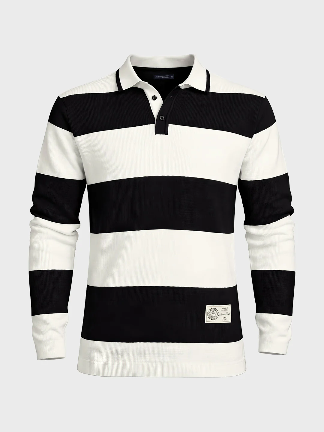 Men's White Slim Fit Striped Flat Knit Polo T-Shirt - Image 5