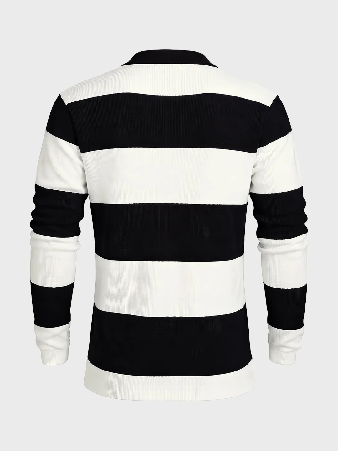 Men's White Slim Fit Striped Flat Knit Polo T-Shirt - Image 6