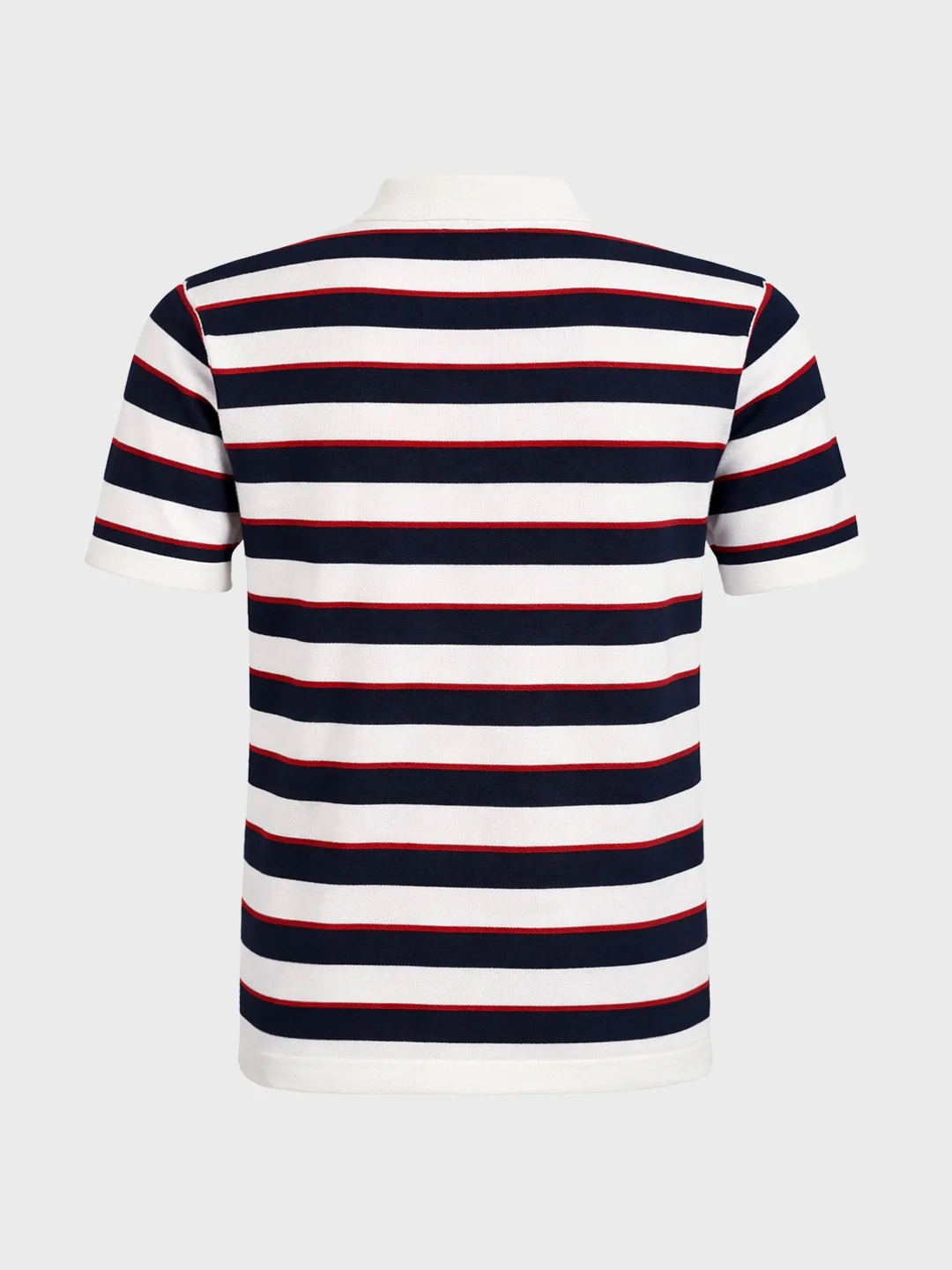 Men's White Slim Fit Striped Flat Knit Polo T-Shirt - Image 6