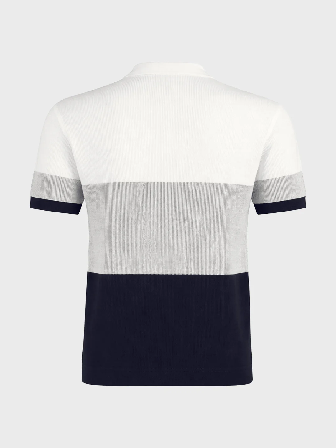 Men's White Slim Fit Striped Flat Knit Polo T-Shirt - Image 6