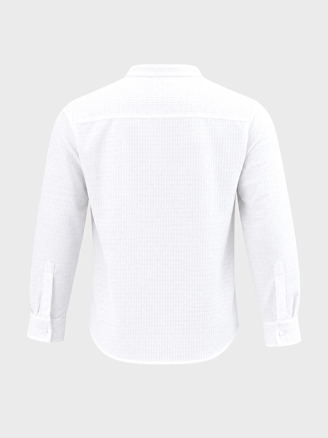 Men's White Slim Fit Textured Party Wear Shirt - Image 4