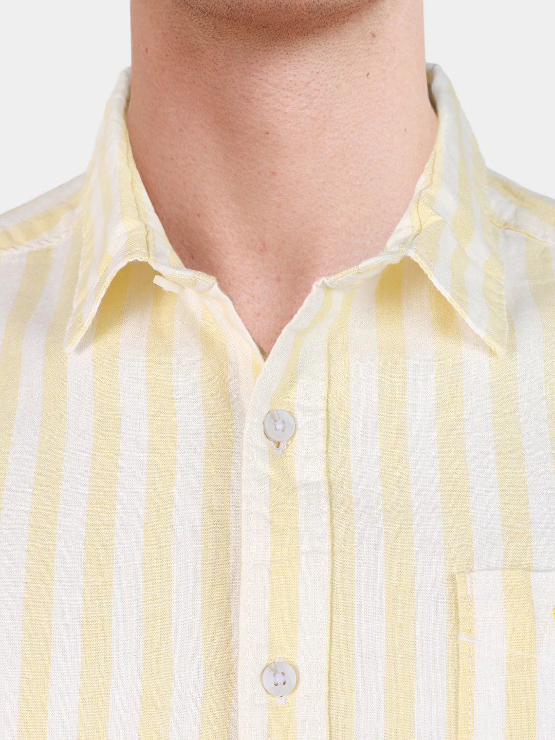 Men's Yellow Regular Fit Embroidered Casual Shirt - Image 3