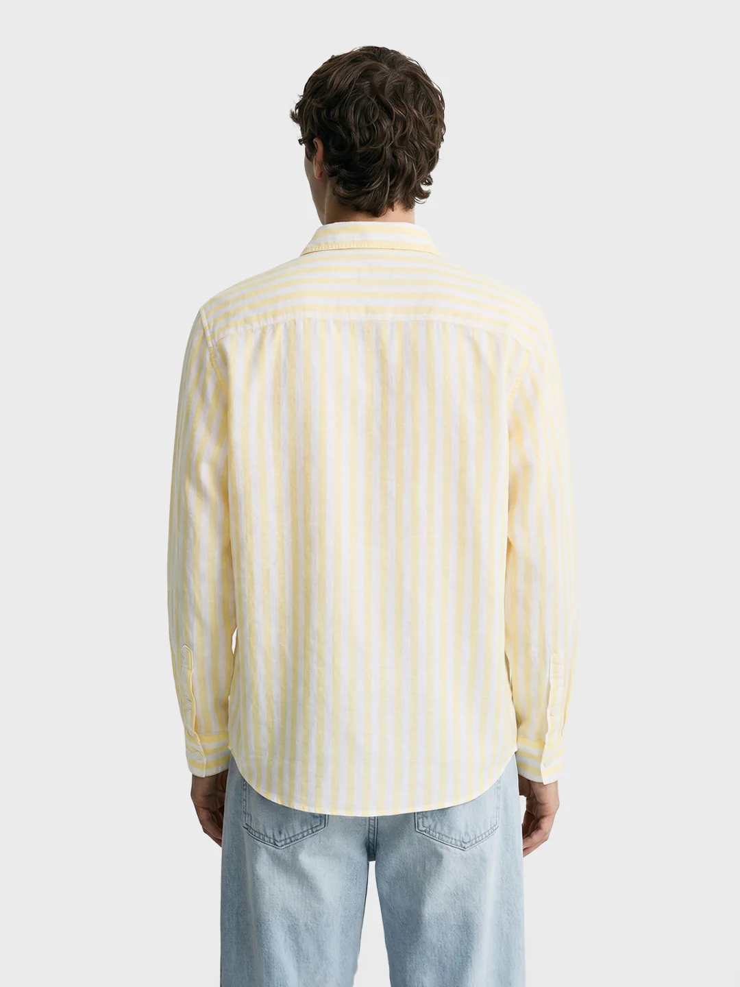Men's Yellow Regular Fit Embroidered Casual Shirt - Image 5