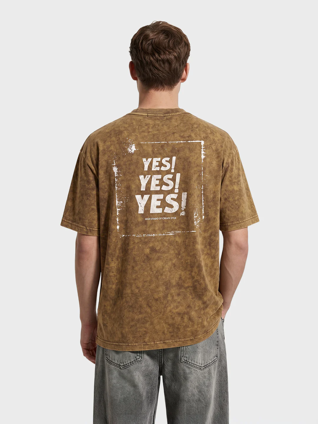 Men's Yellow Relaxed Fit Graphic Printed 240 GSM Street Wear T-Shirt - Image 5