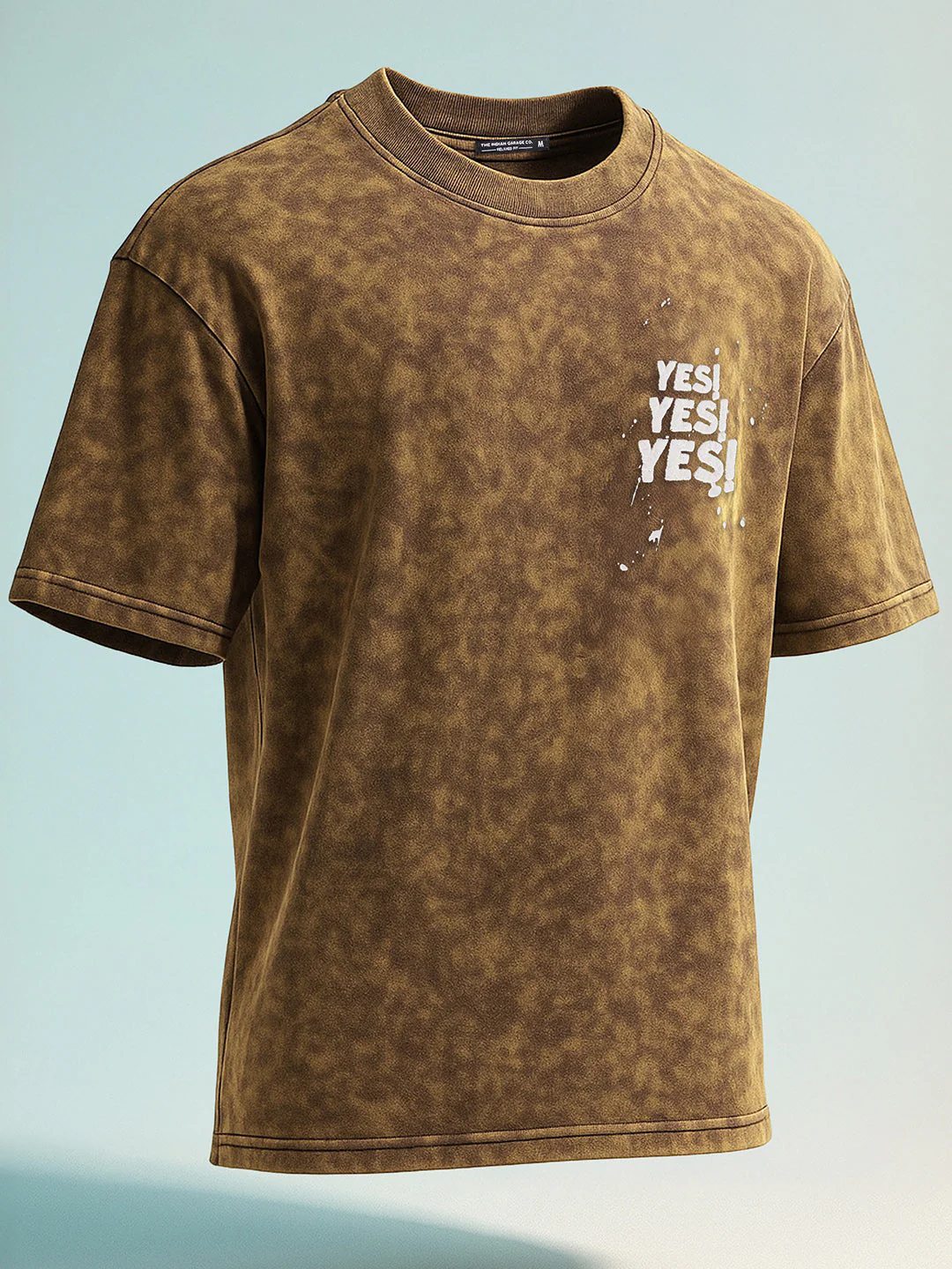 Men's Yellow Relaxed Fit Graphic Printed 240 GSM Street Wear T-Shirt - Image 6