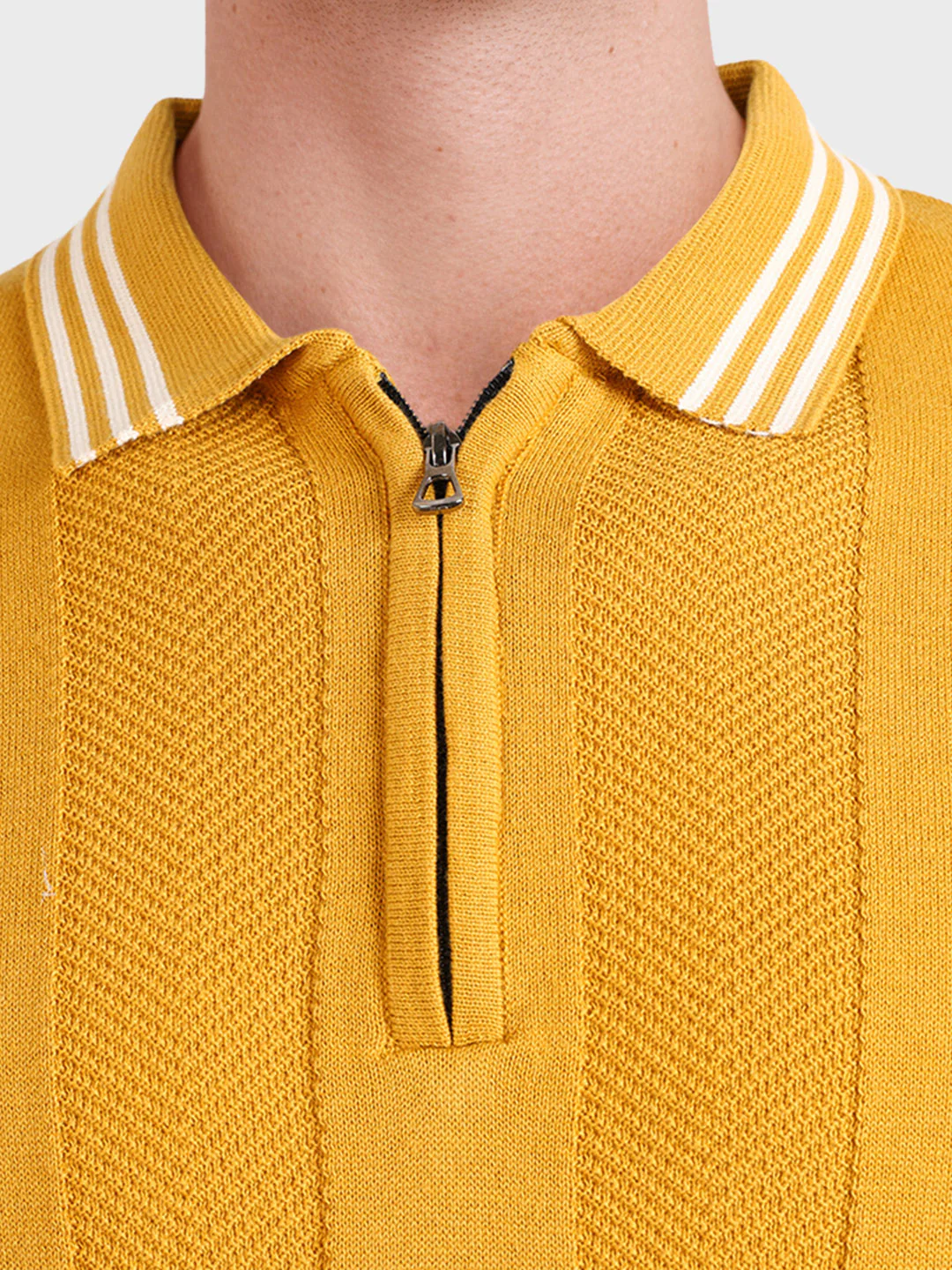 Men's Yellow Slim Fit Solid Casual Polo T-Shirt - Image 3